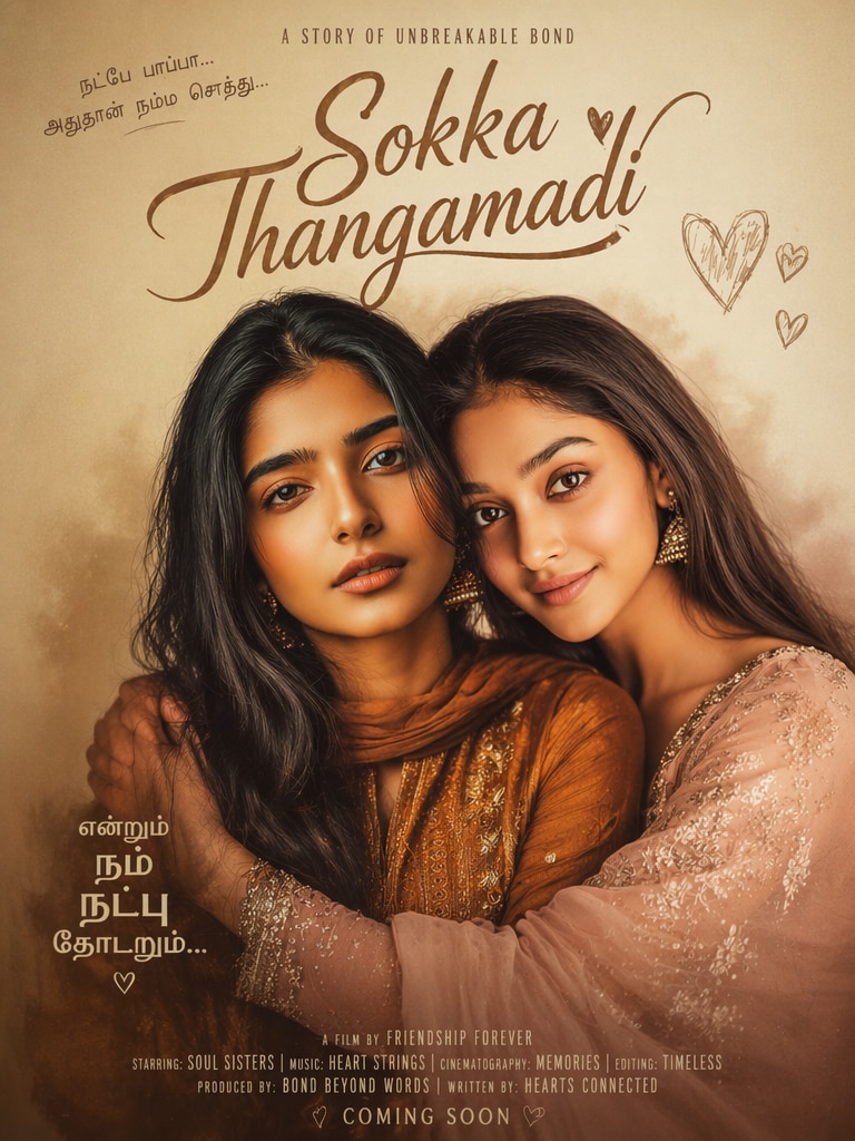 Emotional friendship movie poster Sokka Thangamadi prompt