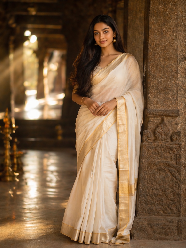 Temple Corridor Saree Prompt
