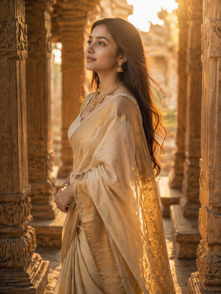 Golden Hour Saree Portrait Prompt