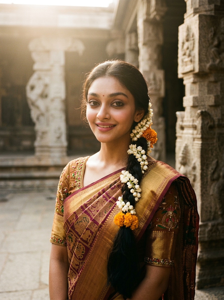 South Indian Retro Vintage Style south indian prompt for gemini girl