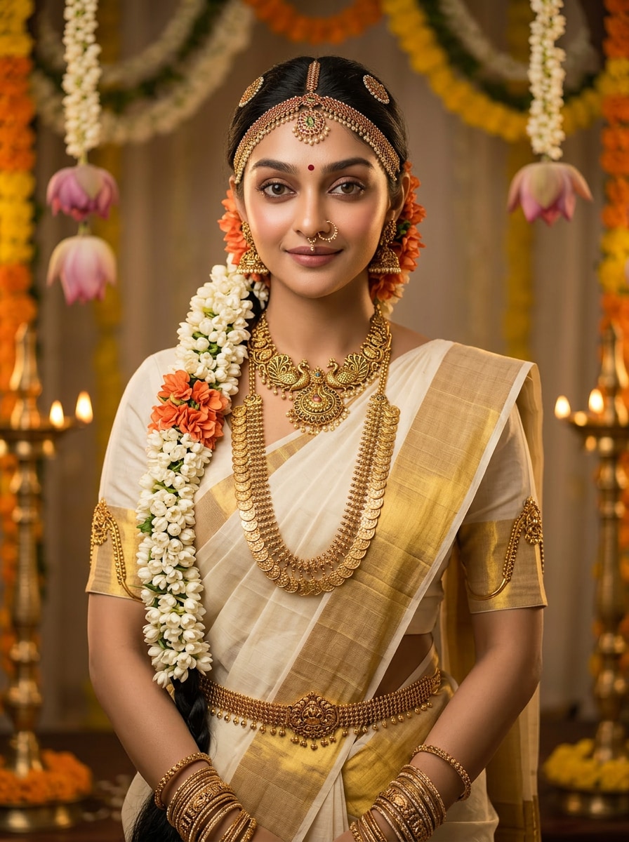 South Indian bridal AI portrait generated from photo