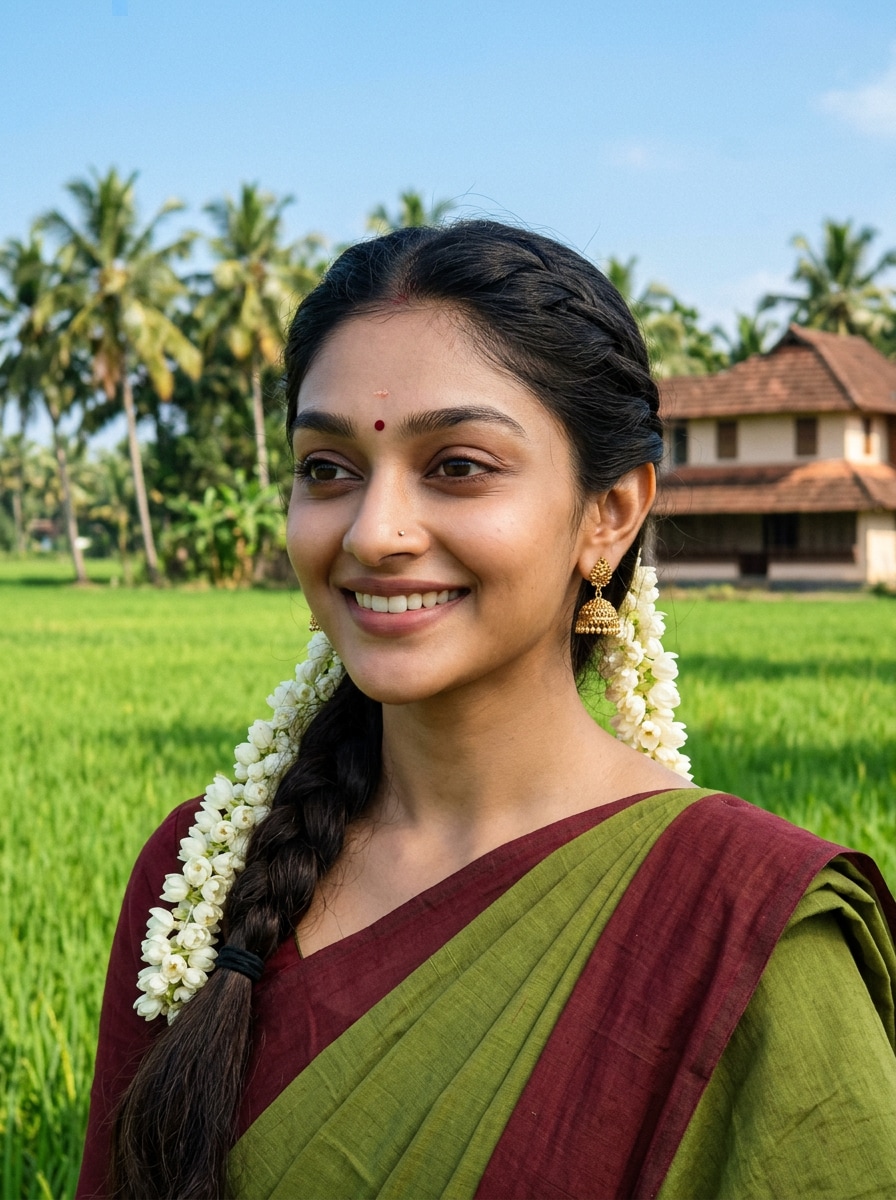 Village South Indian Natural Look south indian prompt for gemini girl