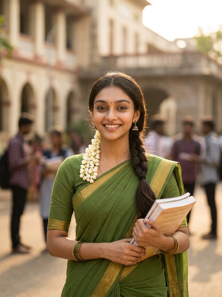 South Indian College Girl Aesthetic south indian prompt for gemini girl