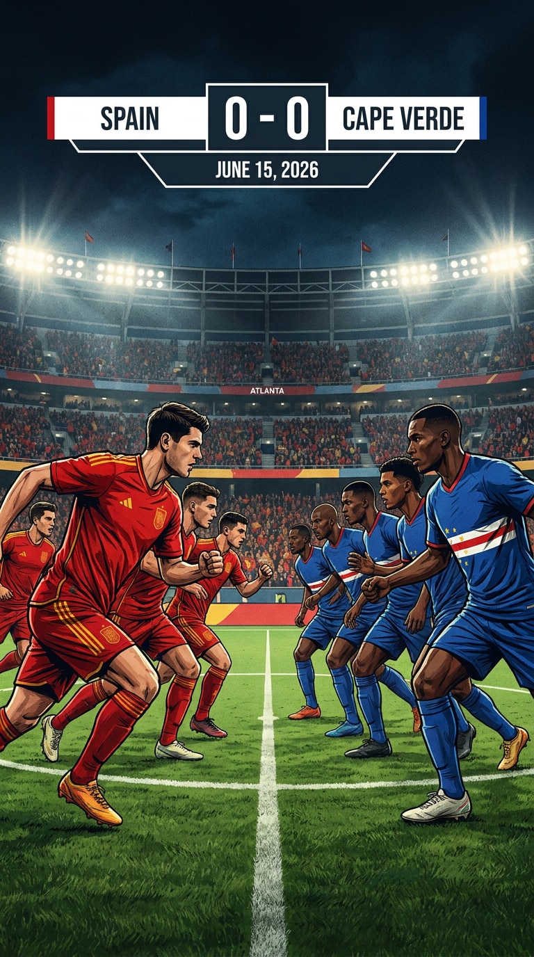 Spain vs Cape Verde 0-0 draw AI image prompt