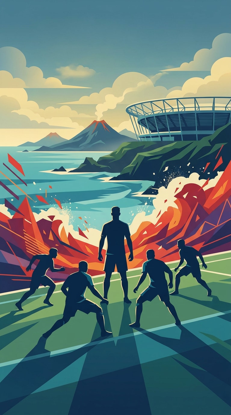 Island nation football resilience poster prompt