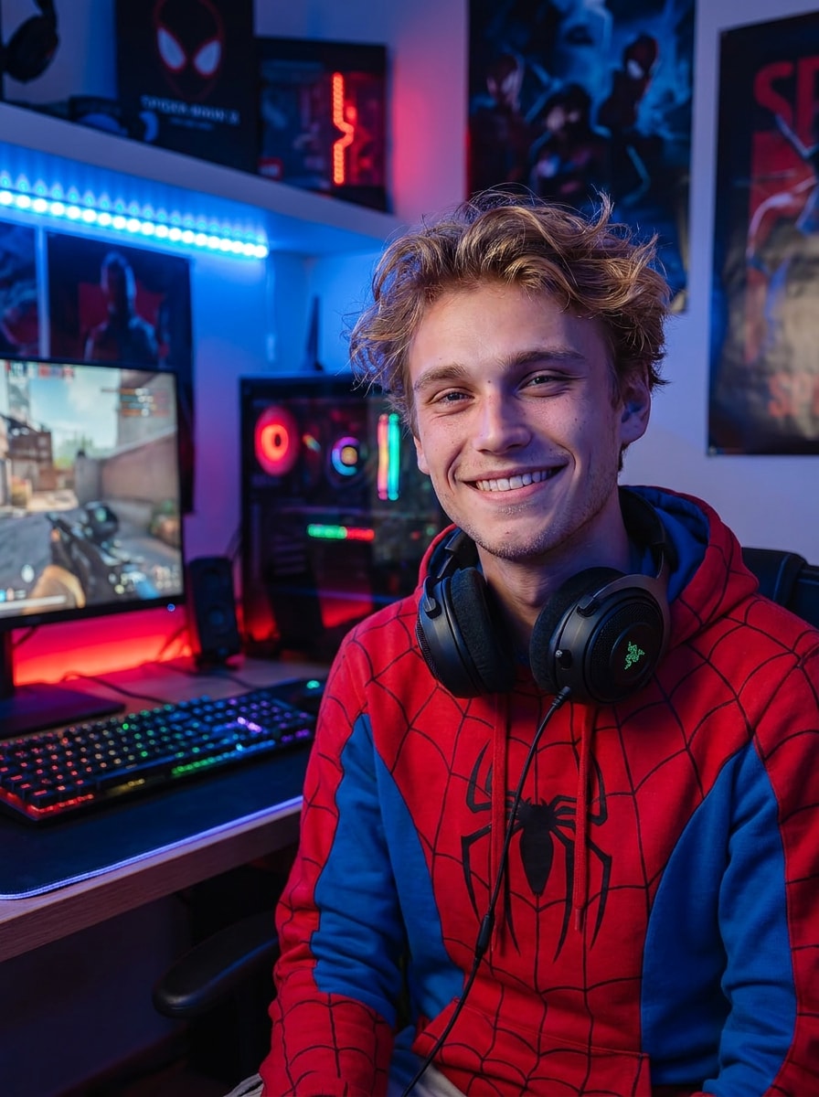 SpiderMan gaming room portrait prompt