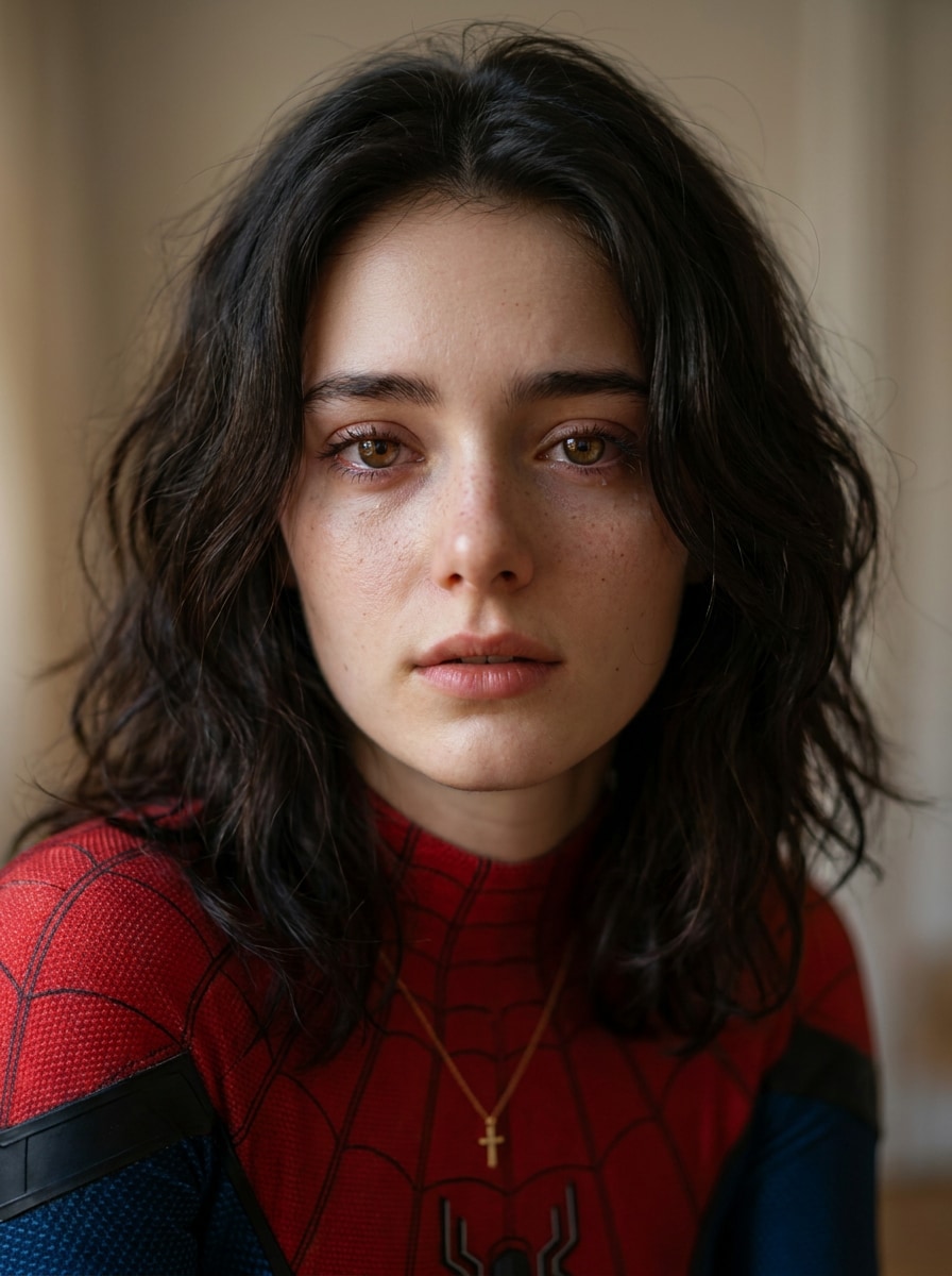 Moody SpiderGirl close-up portrait prompt