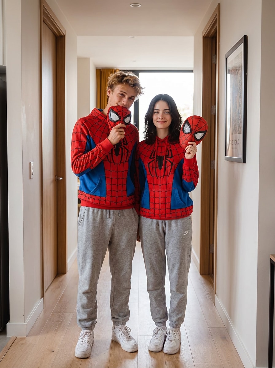 Couple SpiderMan matching outfit prompt