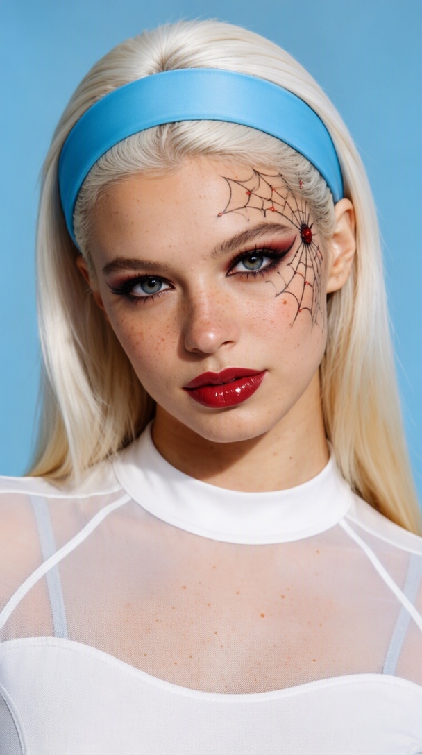 Half-face Spiderman makeup transformation