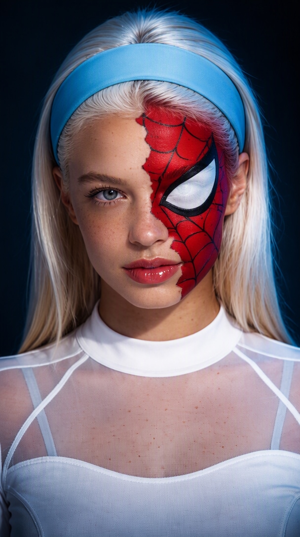 Spider-inspired glam makeup transformation