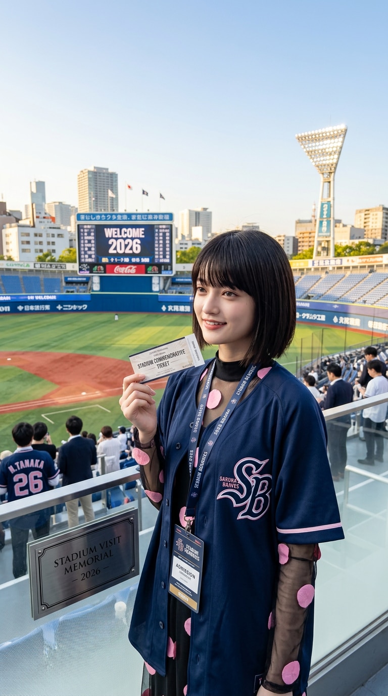 おしゃれな球場来場記念フォト