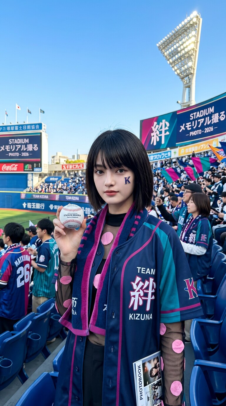 推し球団カラーが映える観戦記念フォト