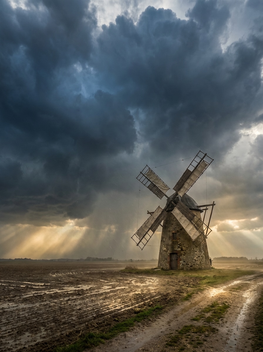 Stormy Cinematic Windmill