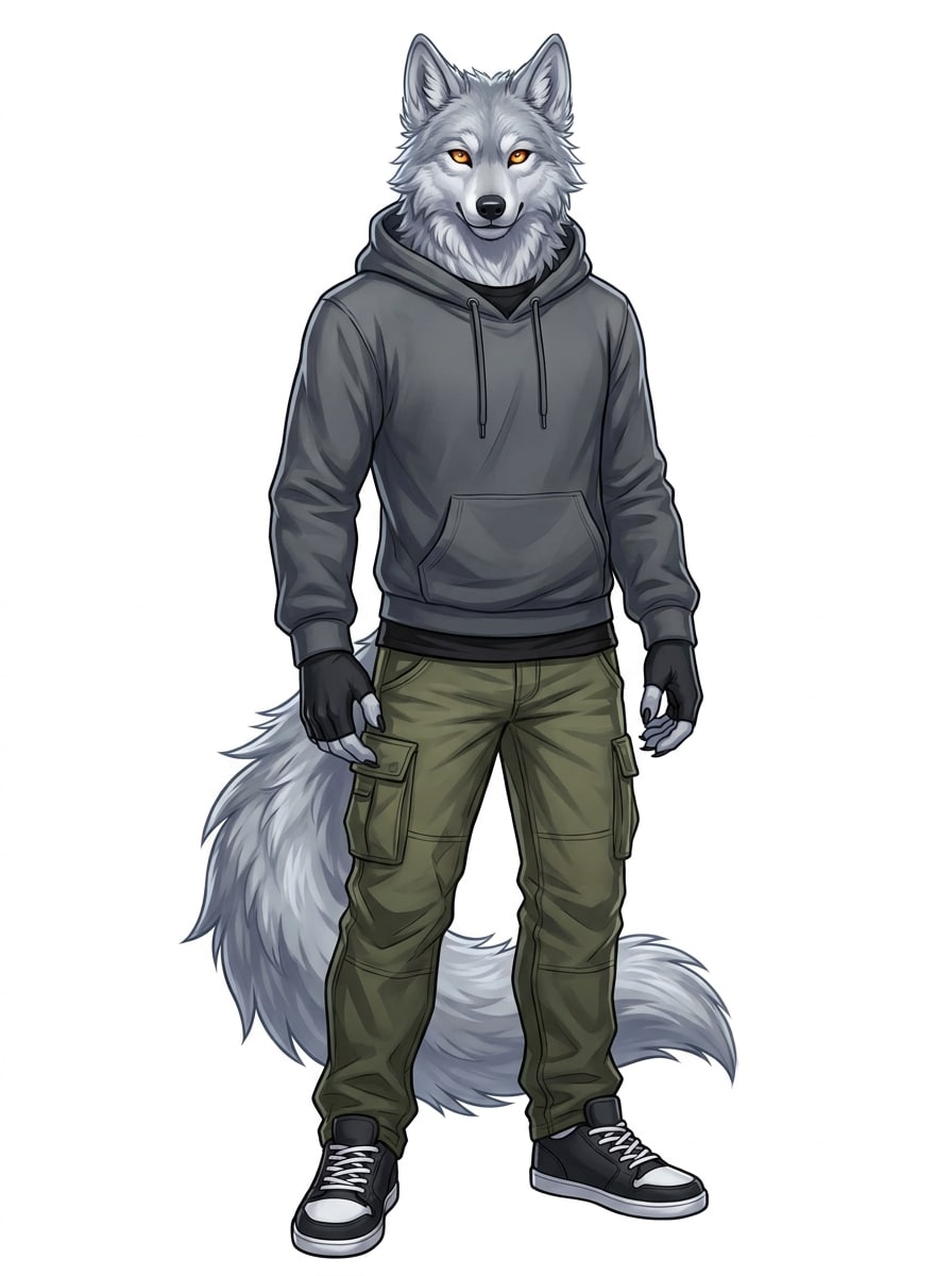 AI Streetwear Wolf Furry Character