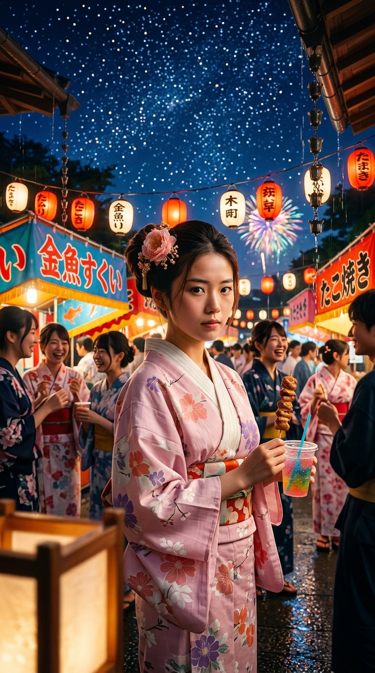 友達と楽しむ青春夏祭りフォト
