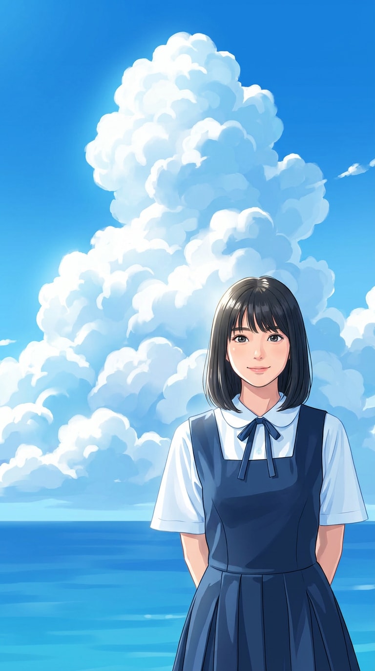 夏休み 青空 背景 AI画像プロンプト