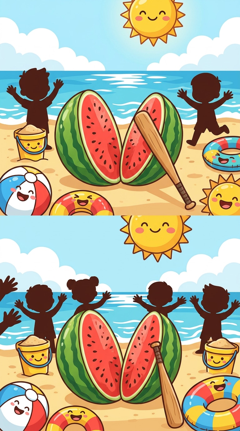 スイカ割り 夏休み イラスト プロンプト