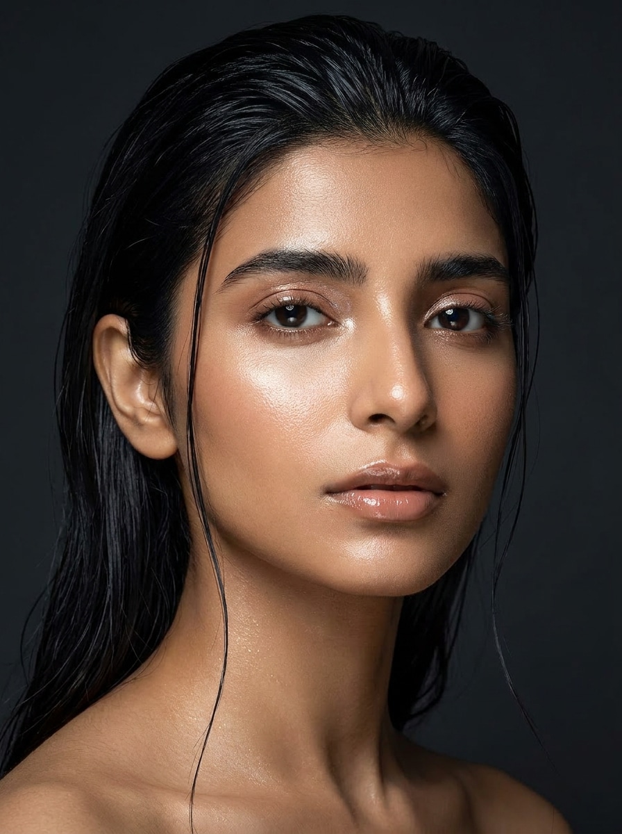 Wet Hair Beauty Campaign super model ai filter prompt