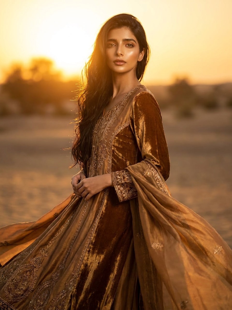 Golden Hour Runway Queen super model ai filter prompt