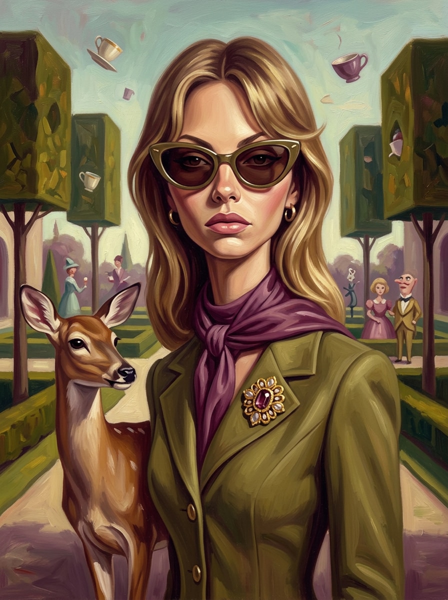Modern Countess and Deer surreal editorial portrait prompt