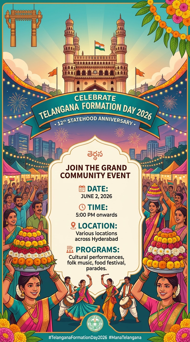 Community Event Telangana Formation Day AI Poster