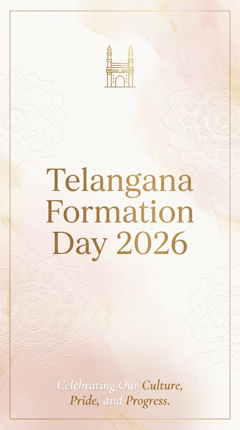 Minimal Premium Telangana Formation Day Greeting Photo