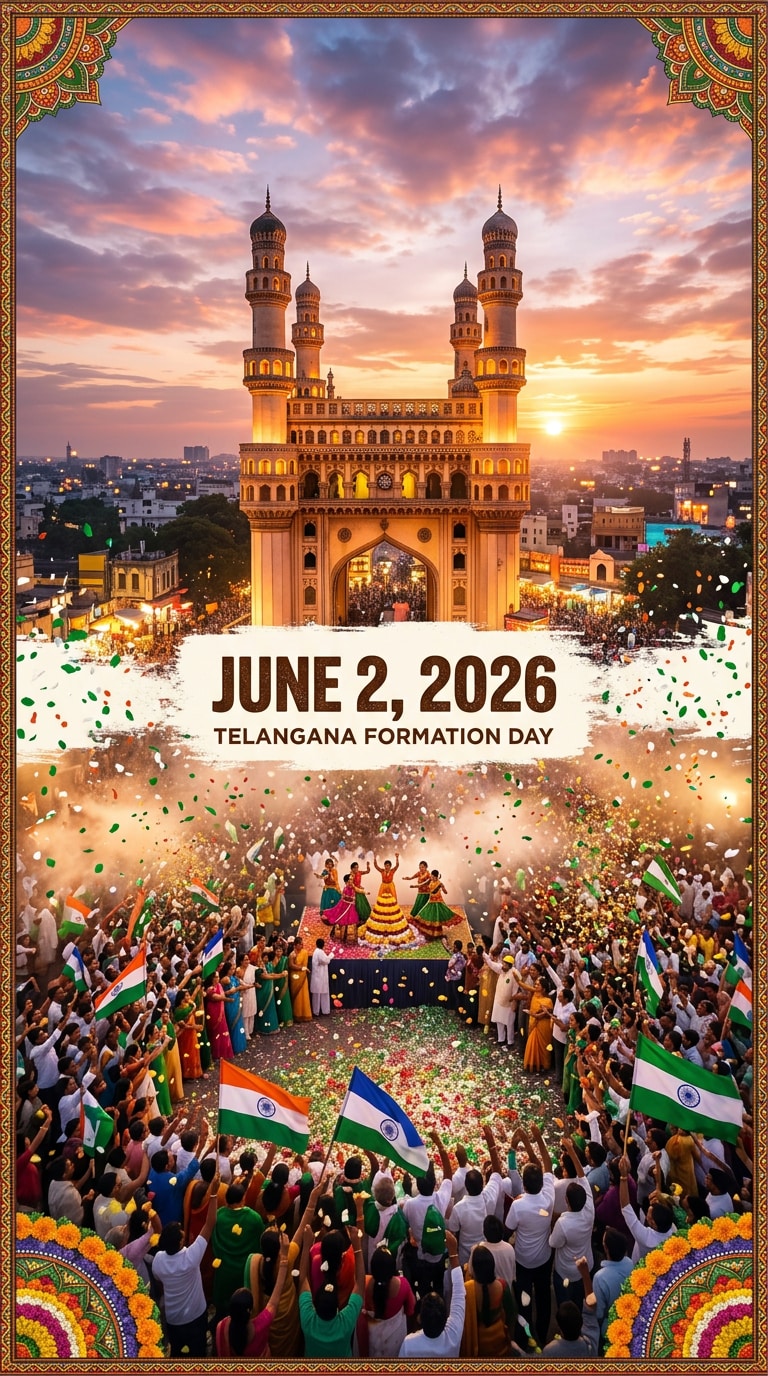 Hyderabad Telangana Formation Day AI Poster