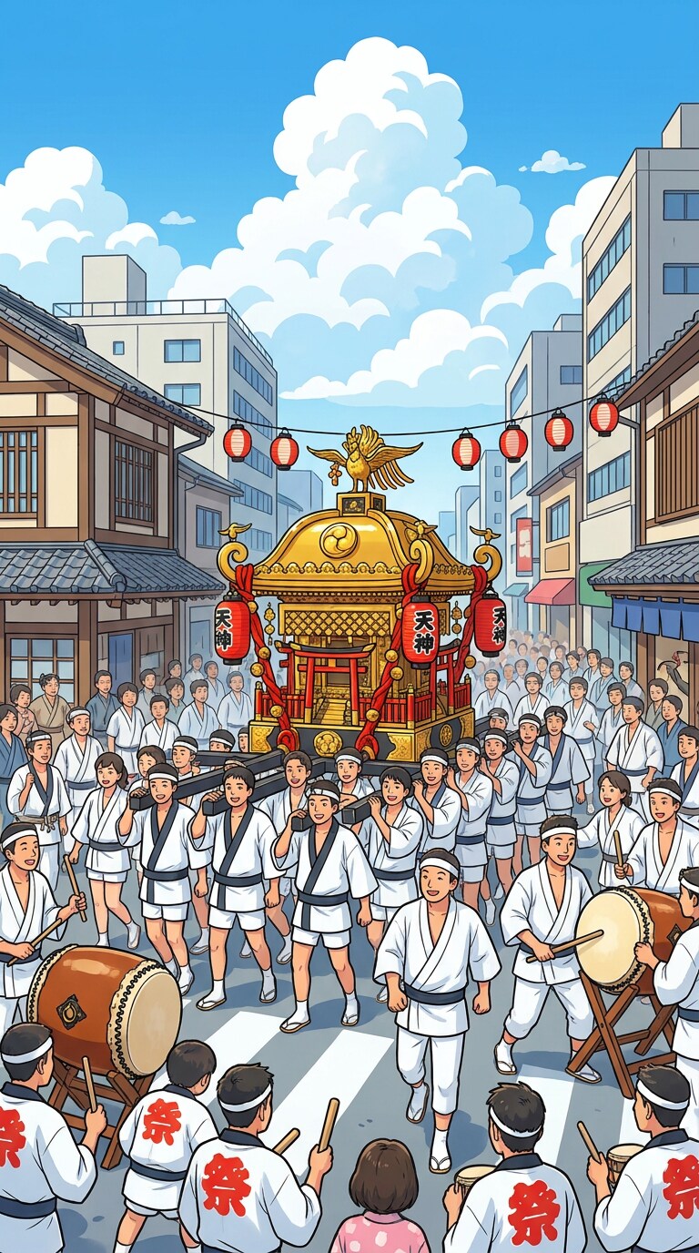 神輿と祭礼AIイラスト
