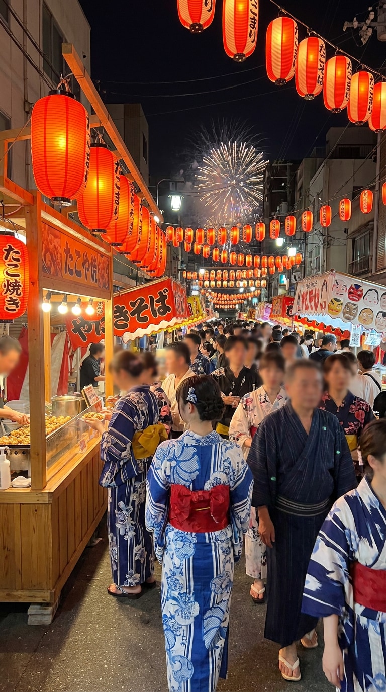天神橋筋商店街風夏祭りAI画像