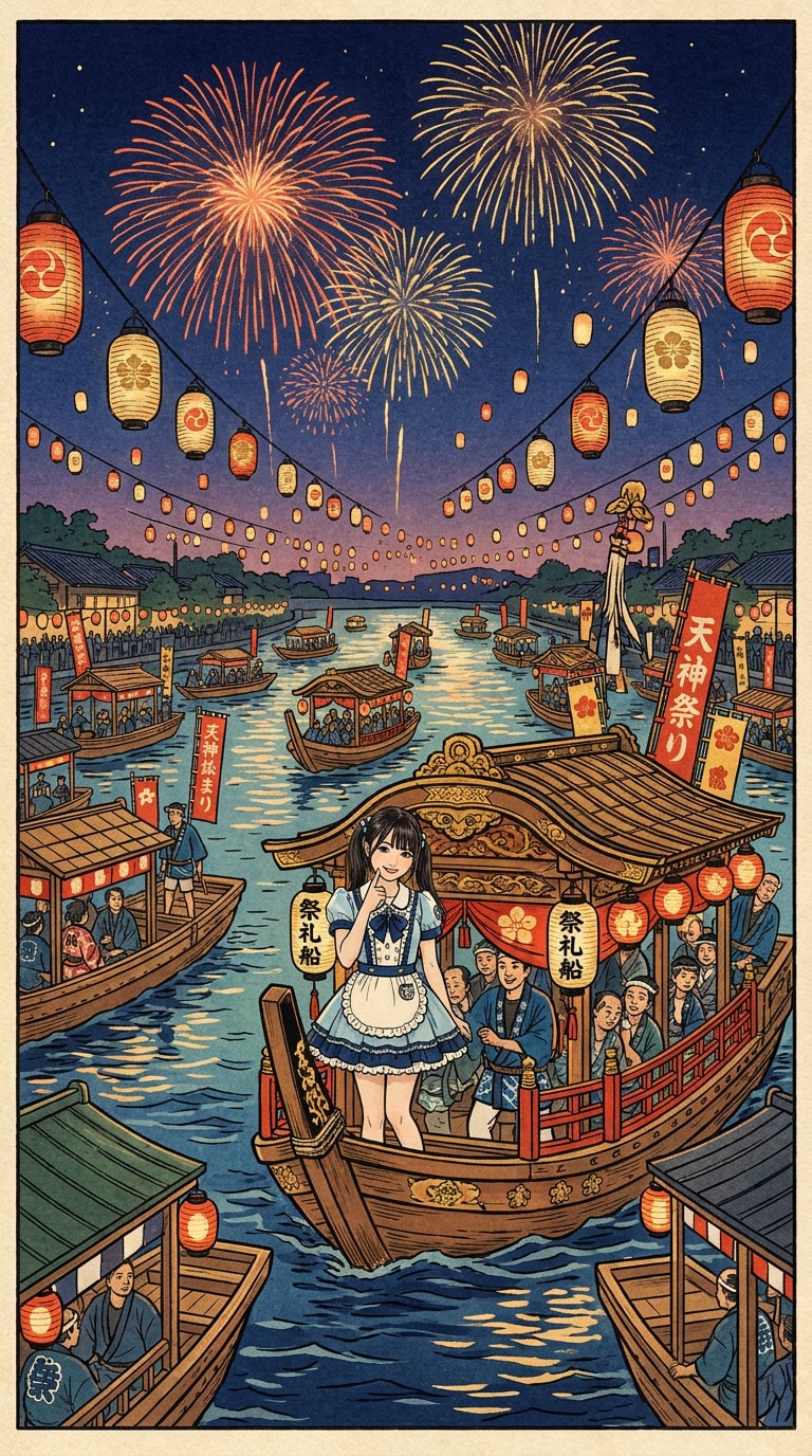 浮世絵風天神祭プロンプト