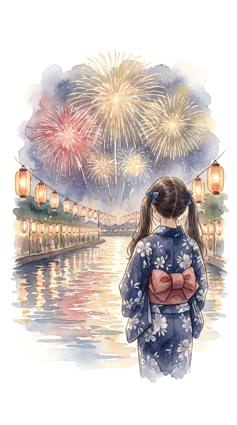 天神祭水彩ポスターAI画像