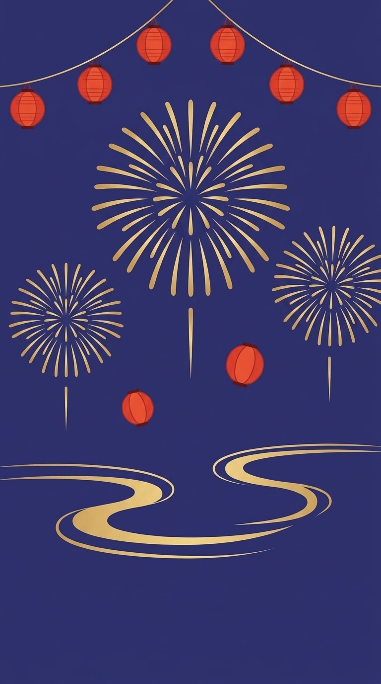 ミニマル和風ポスター天神祭