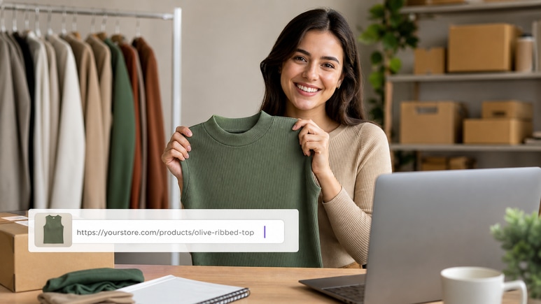 AI Tops Model Images workflow turning a product URL or owned images into a product-first video brief