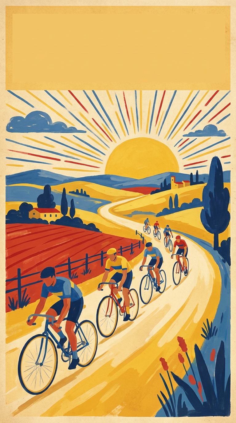 Tour de France AI prompt example for vintage cycling poster