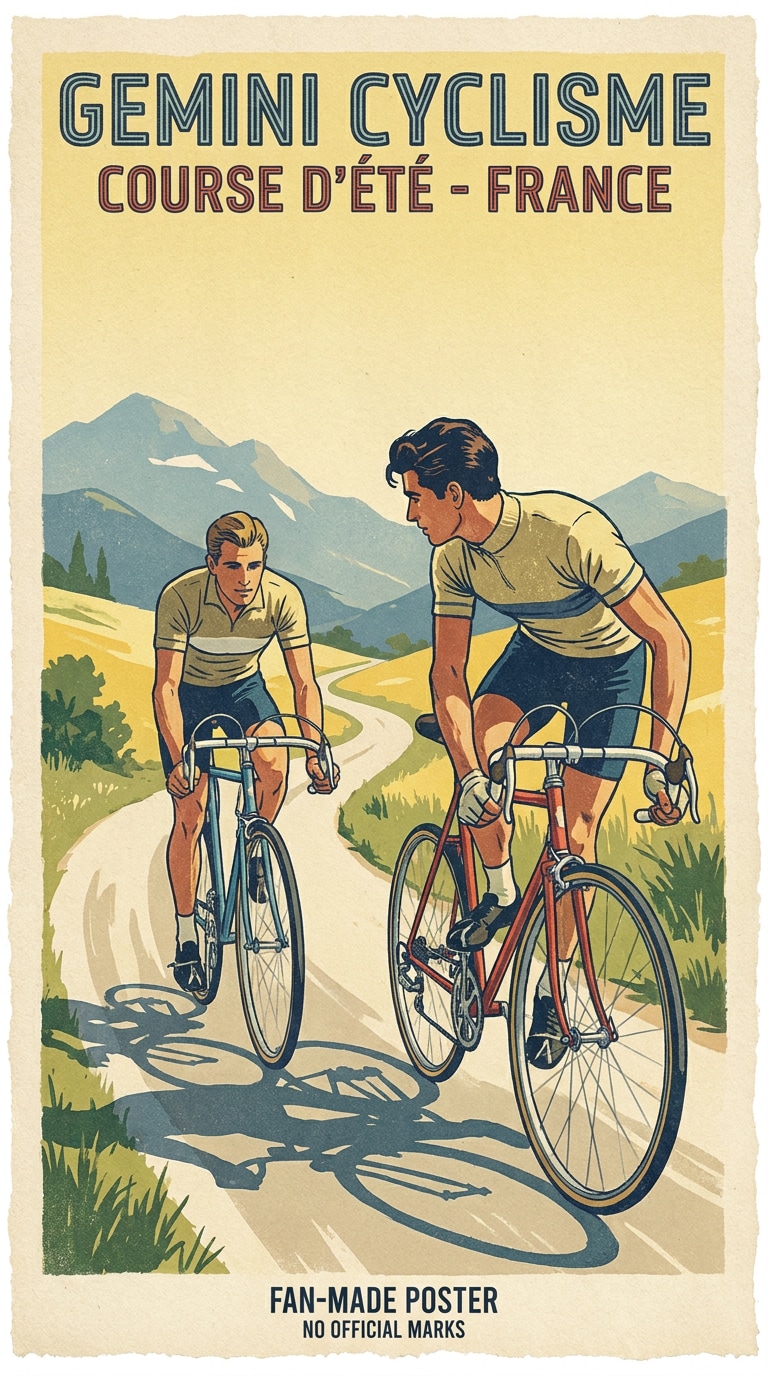 Gemini Tour de France prompt example for cycling poster art