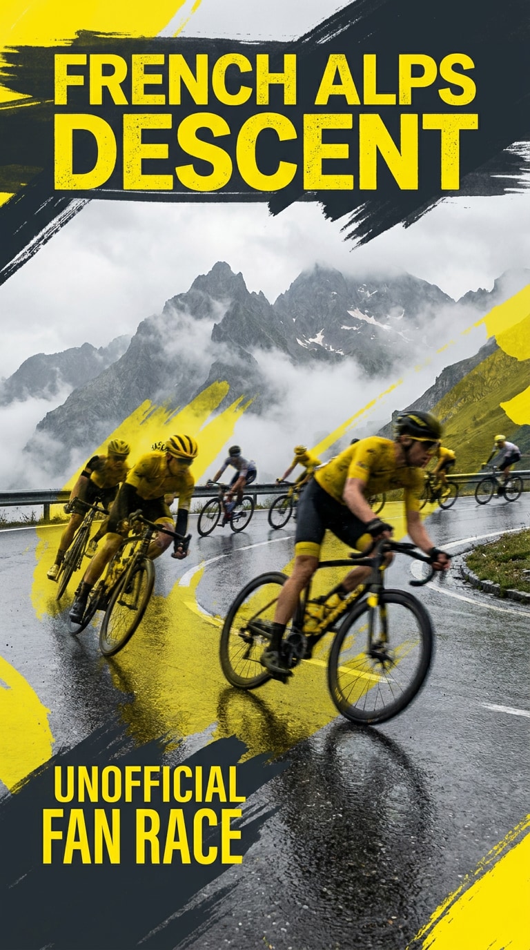 Yellow jersey AI prompt example for fan-made cycling poster