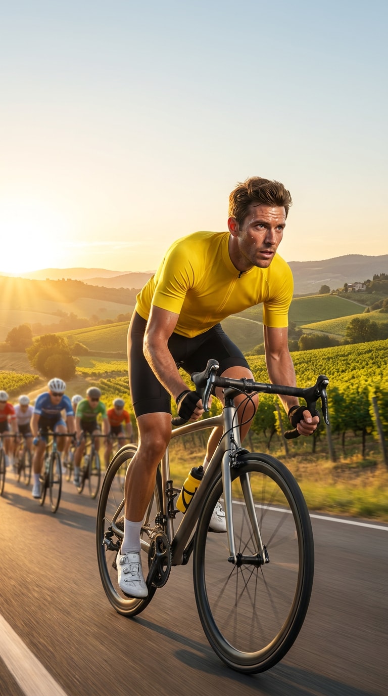 Peloton poster prompt example for AI cycling image