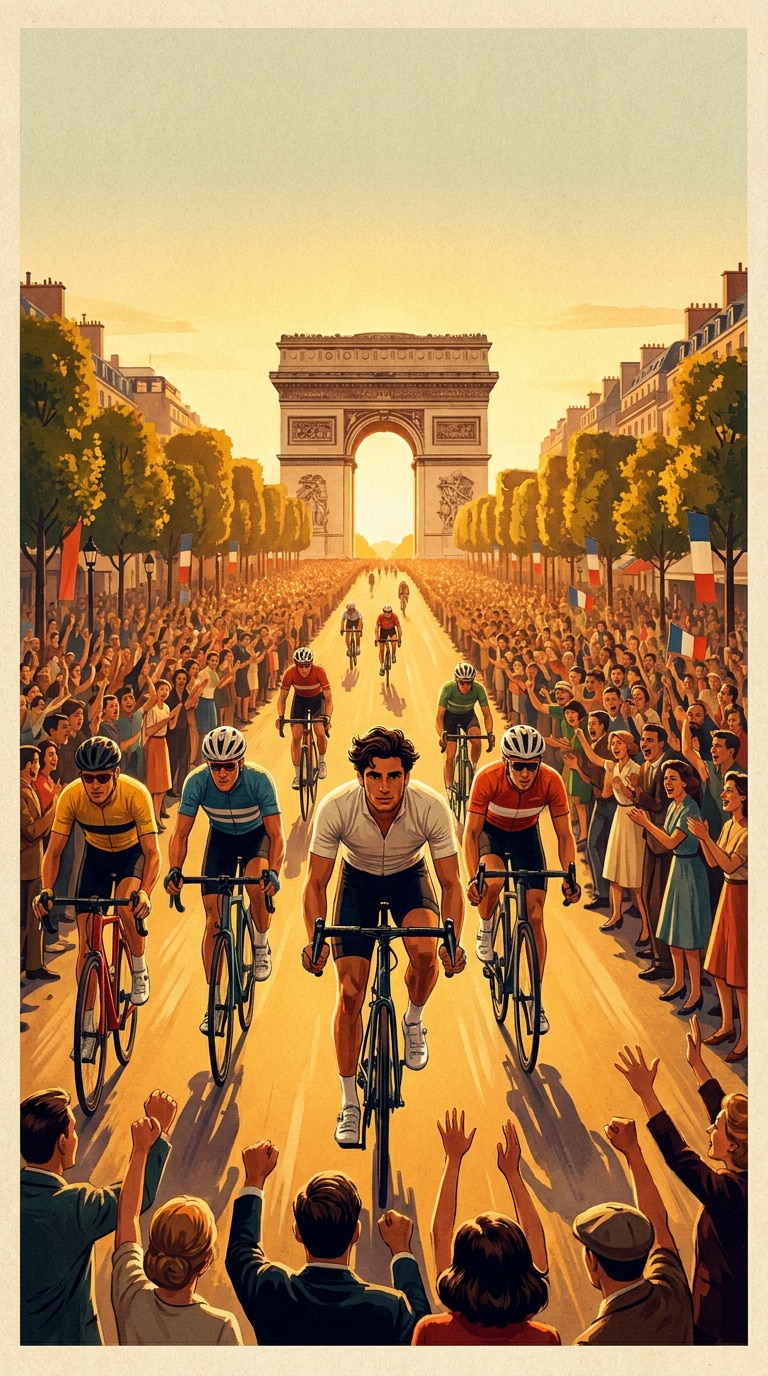 Route map poster prompt example for AI cycling graphics