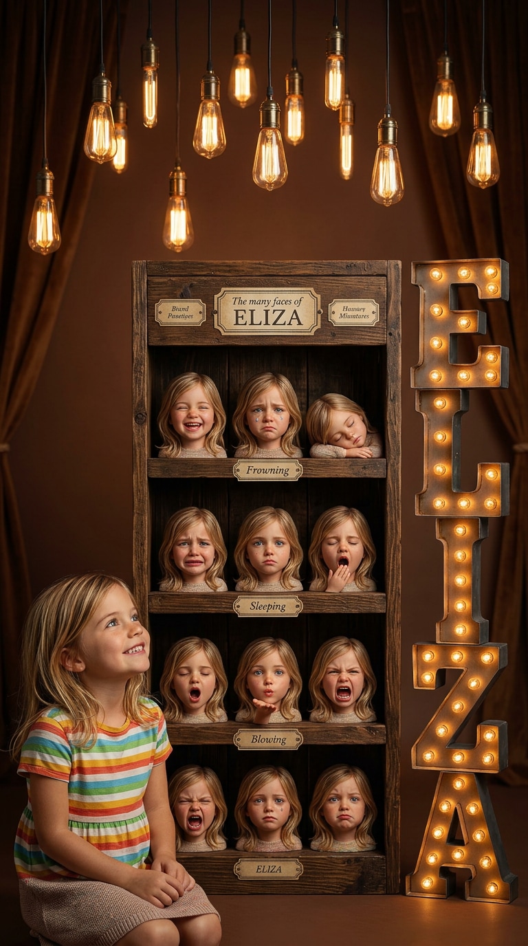 Vintage Wooden Shelf Baby Photoshoot Prompt
