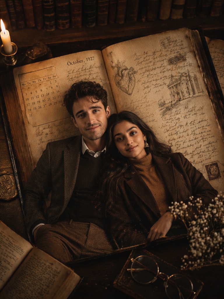 Dark Academia Couple Book Prompt trending couple book AI photo editing prompt Instagram