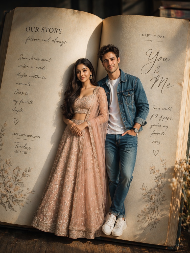Modern Fashion Book Cover Prompt trending couple book AI photo editing prompt Instagram