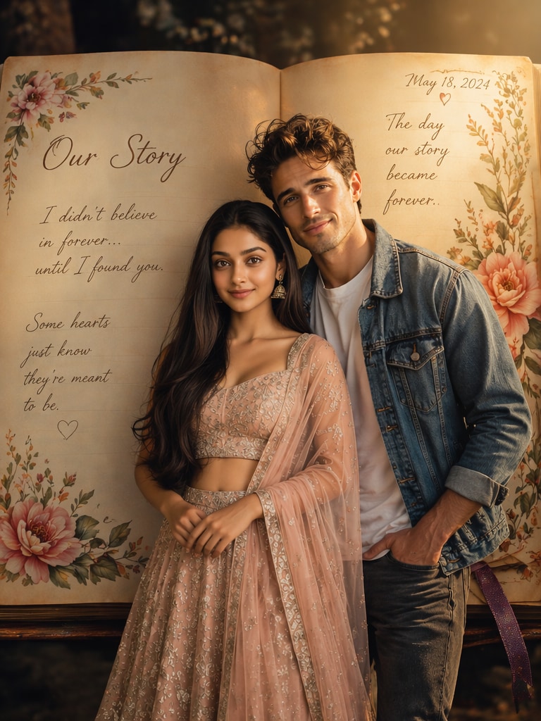Luxury Couple Storybook Prompt trending couple book AI photo editing prompt Instagram
