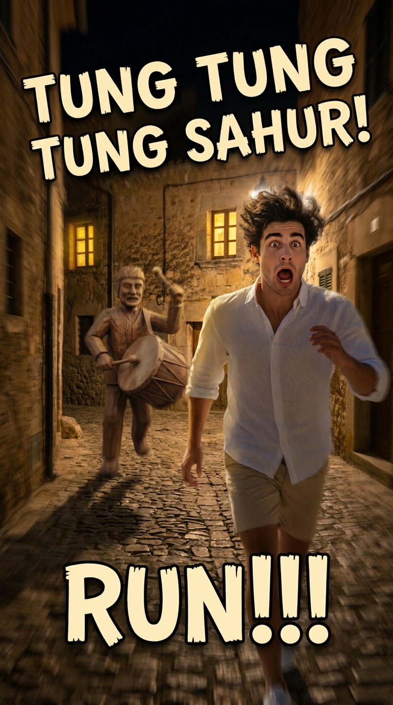 Village alley chase Tung Tung Tung Sahur prompt