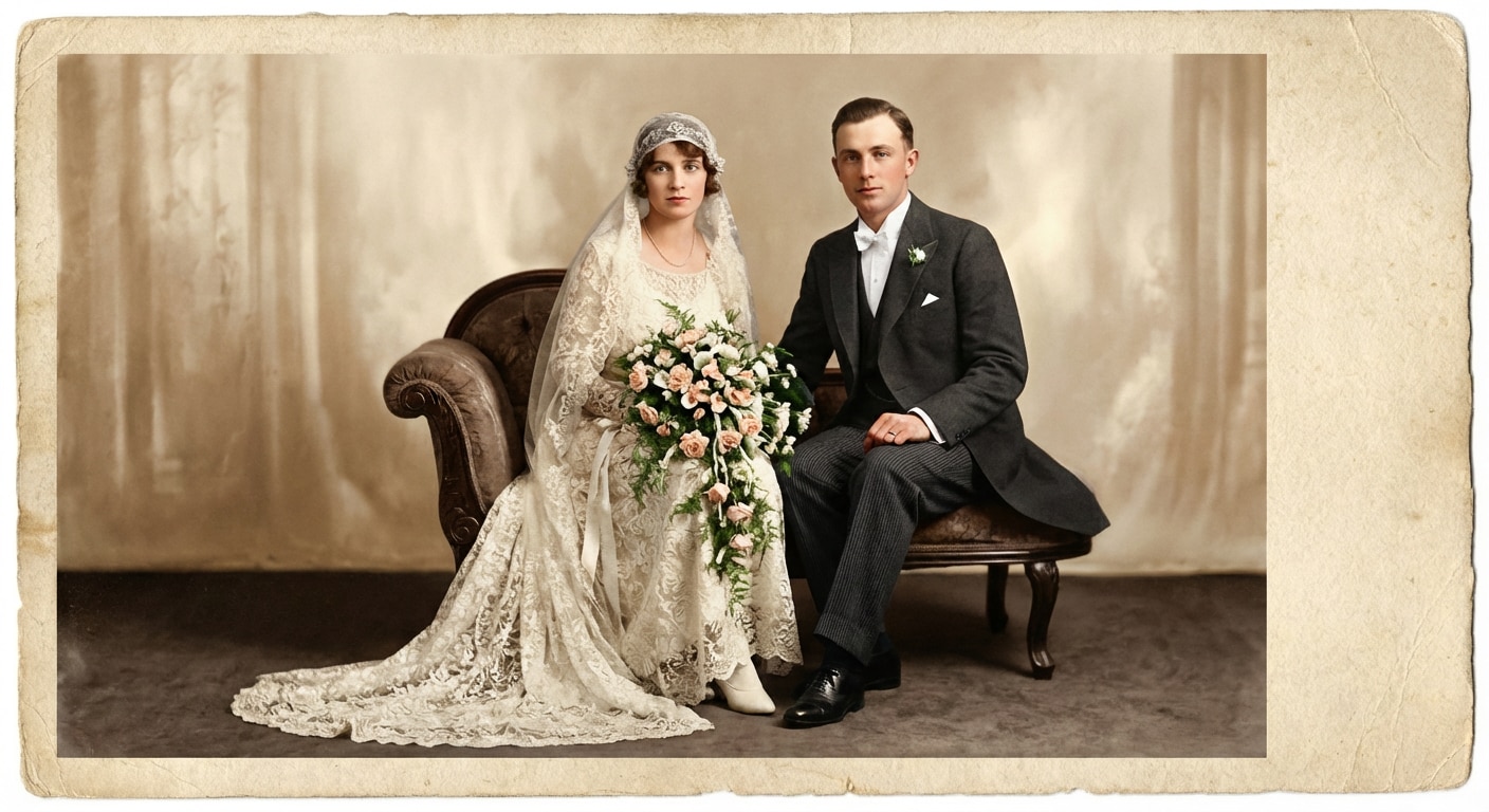 Wedding photo after elegant color restoration