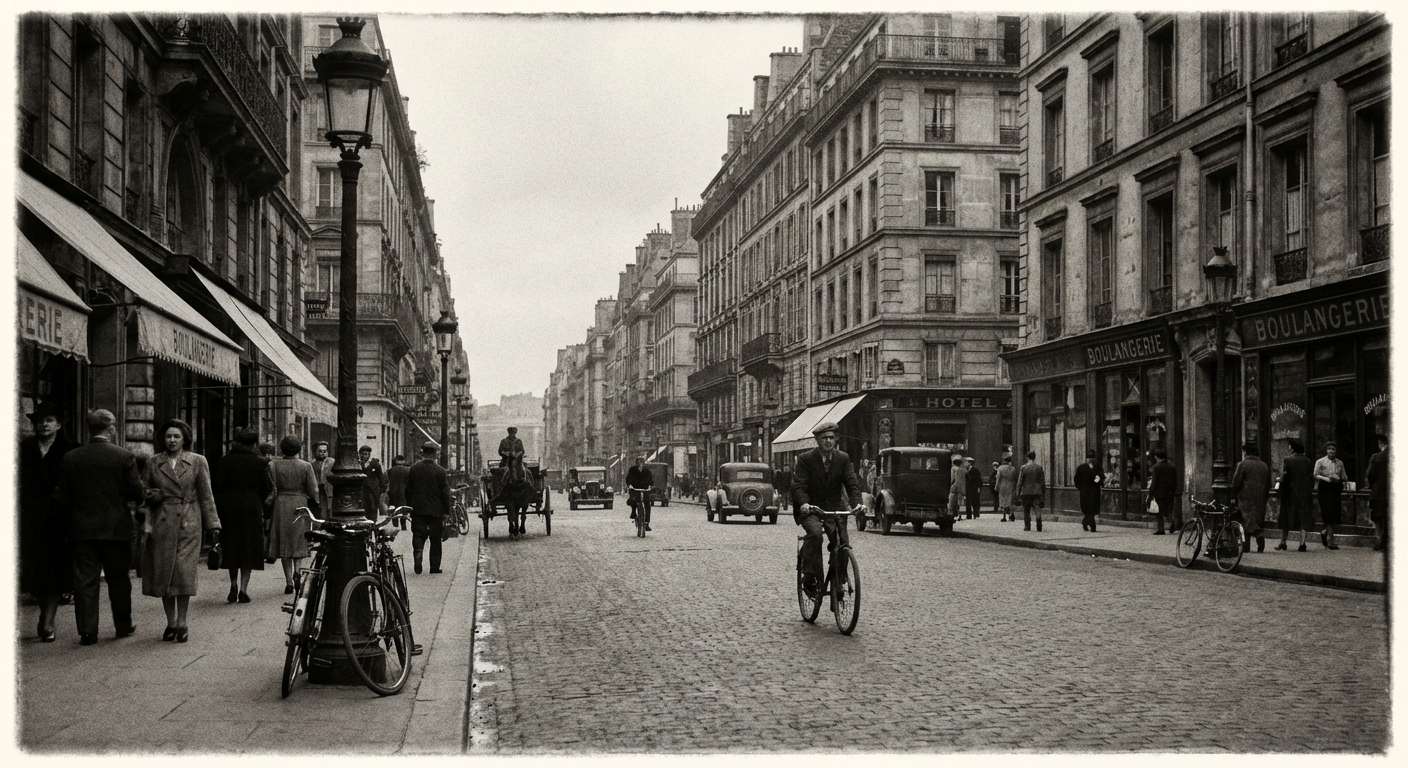 Before vintage street scene colorization example