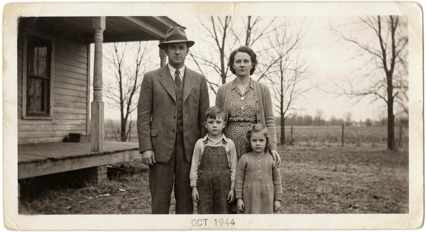 Old family photo before being turned into color