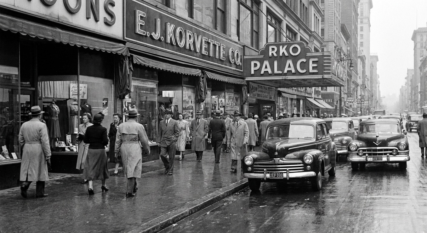 Vintage street scene before being turned into color