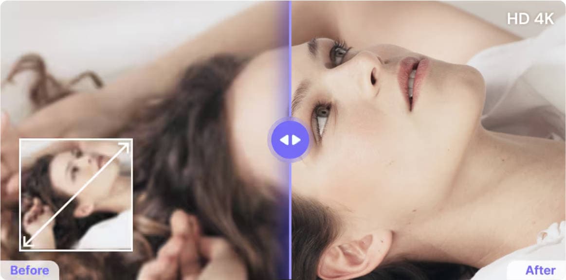 AI photo enhancer and image upscaler before after preview