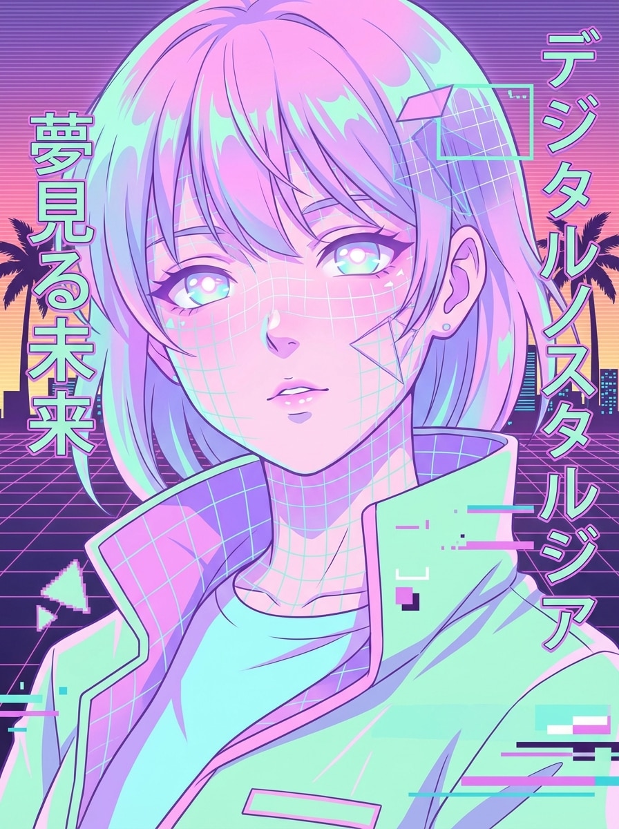 Vaporwave Anime Portrait
