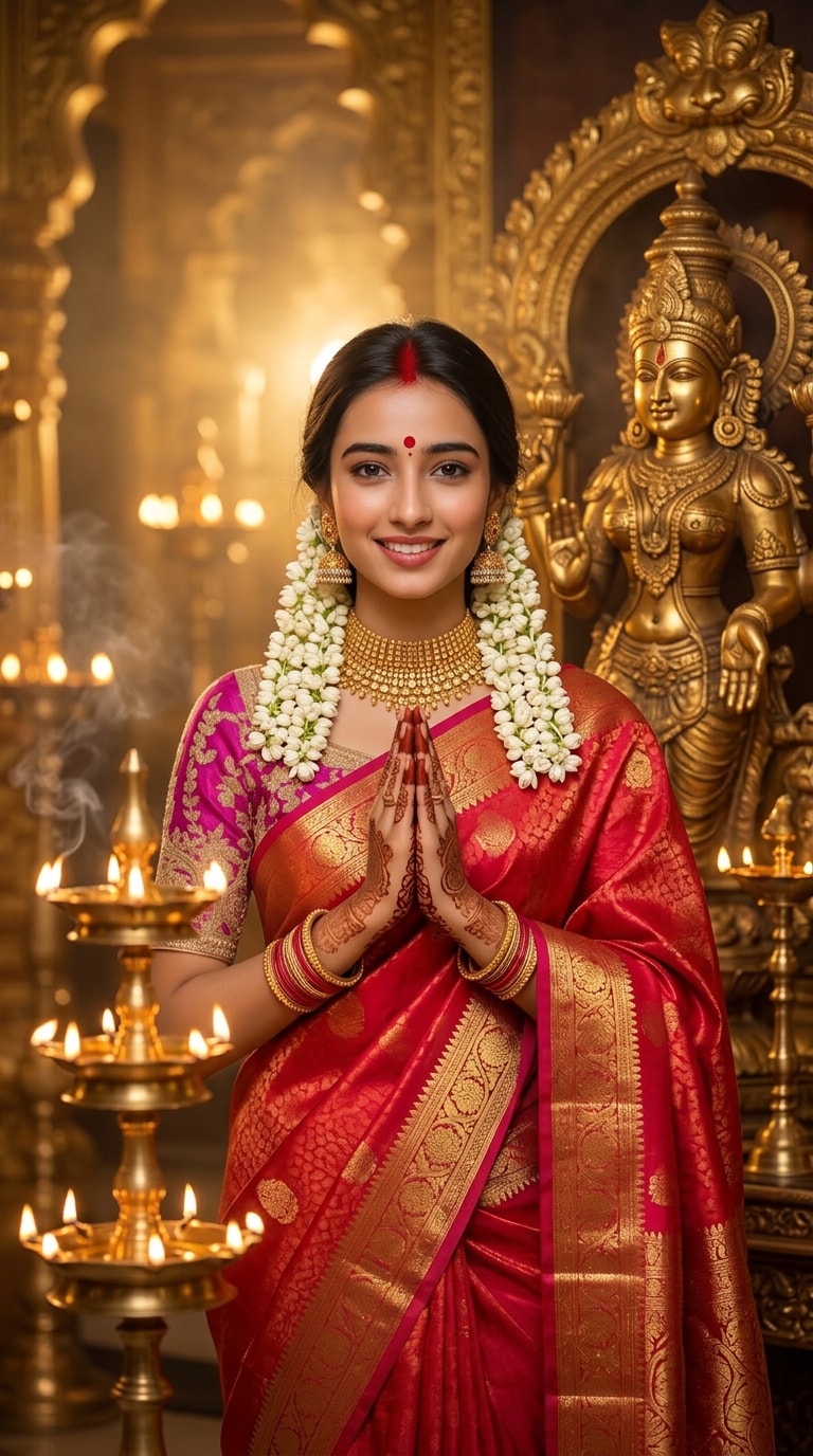 Married Woman Blessing Vat Savitri Festival AI Photo